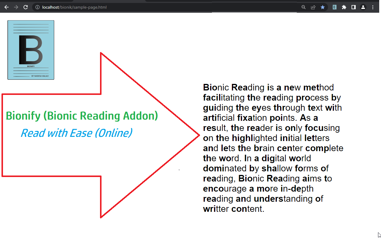 ScreenShot of Bionic Reader Bionify